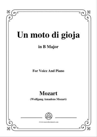 Mozart-Un moto di gioja,in B Major,for Voice and Piano