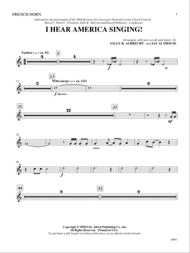 I Hear America Singing!: 1st F Horn