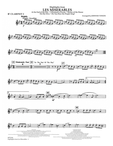 Highlights from Les Misérables (arr. Johnnie Vinson) - Bb Clarinet 2