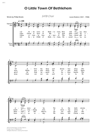 O Little Town Of Bethlehem - SATB Choir