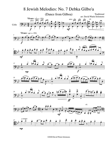 Variations on Debka Gilbo'a (dance from Gilboa) for cello solo