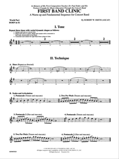 First Band Clinic (A Warm-Up and Fundamental Sequence for Concert Band): (wp) 1st Horn in E-flat