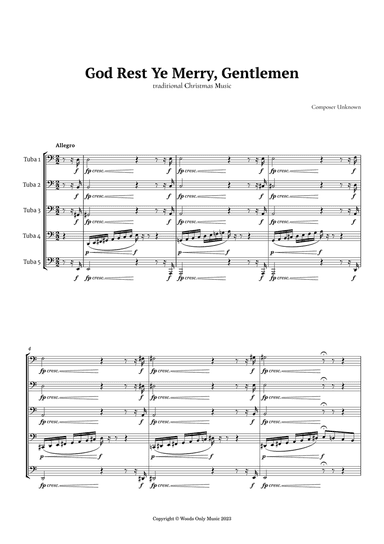 God Rest Ye Merry Gentlemen for Tuba Quintet