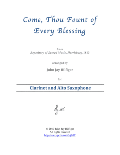 Come, Thou Fount of Every Blessing for Clarinet and Alto Saxophone