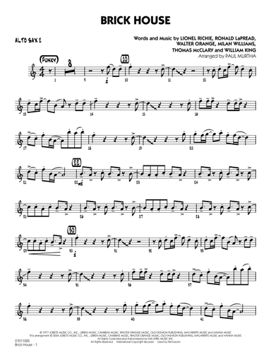 Brick House (arr. Paul Murtha) - Alto Sax 2