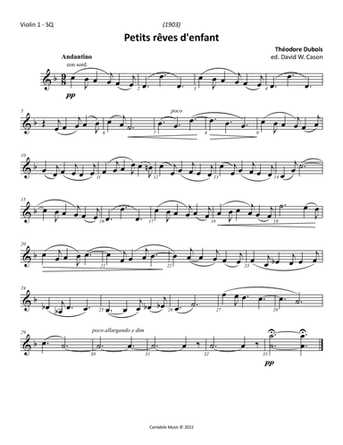 Petits rêves d'enfant (Dubois) STRING QUARTET