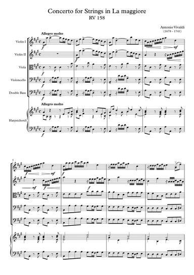 Concerto for Strings in La maggiore RV 158