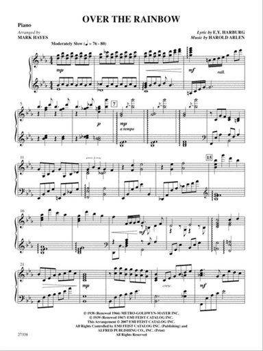 Over the Rainbow (from the musical The Wizard of Oz): Piano Accompaniment