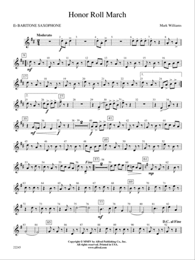 Honor Roll March: E-flat Baritone Saxophone
