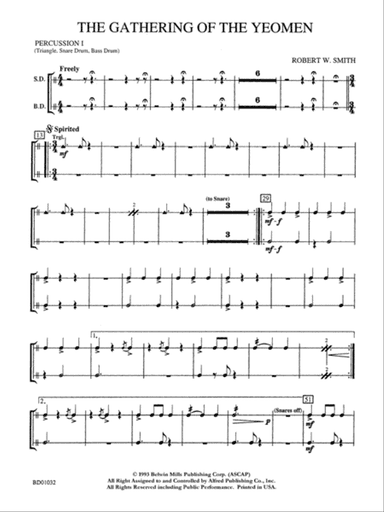 The Gathering of the Yeomen: 1st Percussion