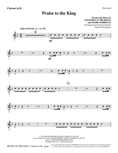 Praise To The King (arr. Keith Christopher) - Bb Clarinet