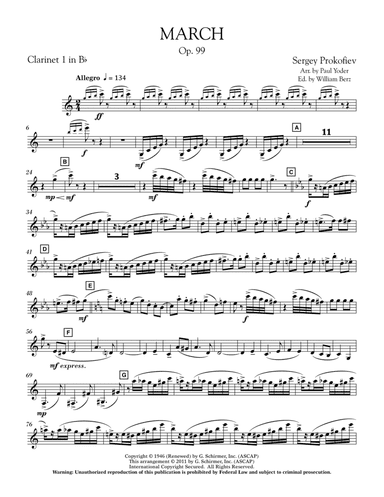 March, Op. 99 - Bb Clarinet 1