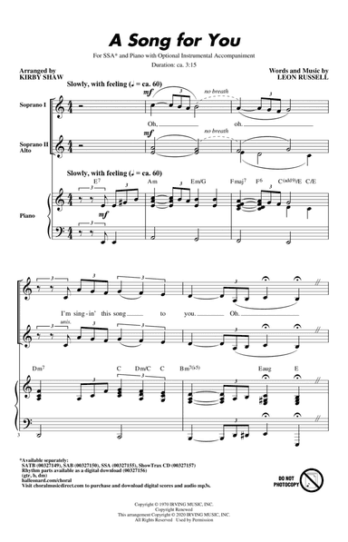 A Song For You (arr. Kirby Shaw)