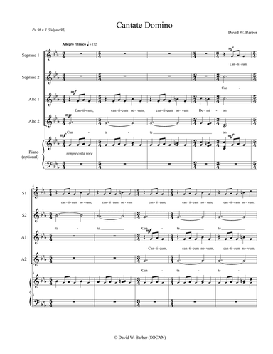 Cantate Domino (SSAA)