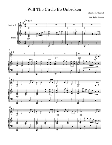 Will The Circle Be Unbroken (French Horn Solo with Piano)