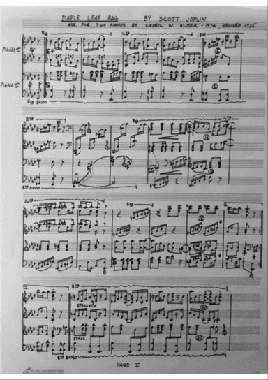 Maple Leaf Rag arranged for two-pianos