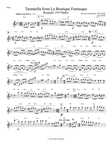 Tarantella from La Boutique Fantasque Flute Solo