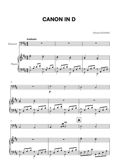 Canon in D (for Bassoon and Piano)