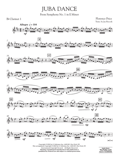 Juba Dance (from Symphony No. 1) - Clarinet 1 in Bb