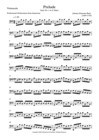 Prelude Suite No. 1 in G major, BWV 1007