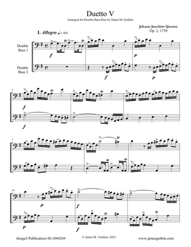 Quantz: Duetto Op. 2 No. 5 for Double Bass Duo