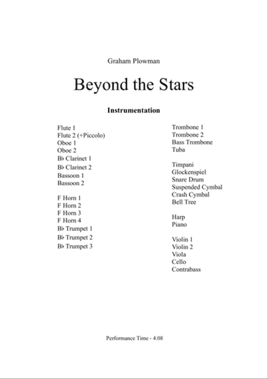 Beyond the Stars Full Score and Parts