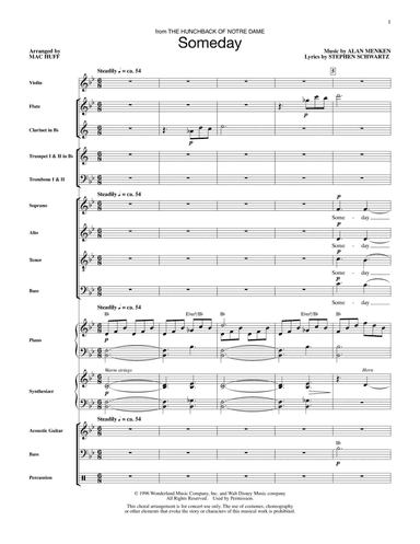 Someday (from The Hunchback Of Notre Dame) (arr. Mac Huff) - Score
