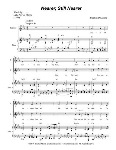 Nearer, Still Nearer (for 2-part choir - (Soprano and Tenor)