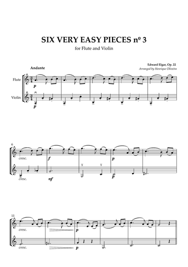Six Very Easy Pieces nº 3 (Andante) - Flute and Violin