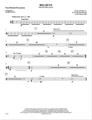 Believe (from The Polar Express): 2nd Percussion