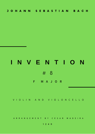 Invention No.8 in F Major - Violin and Cello (Full Score and Parts)