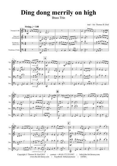 Ding dong merrily on high - Swing - Brass Trio