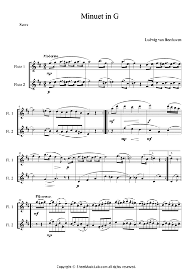 Minuet in G major in D