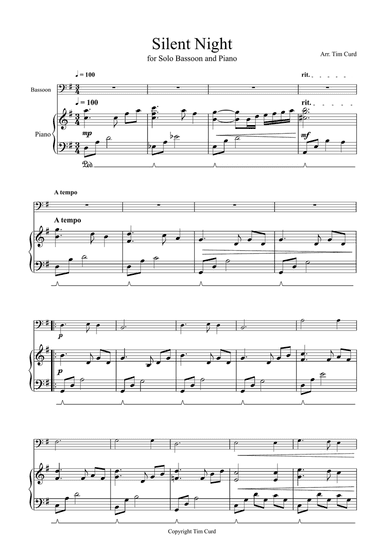 Silent Night for Solo Bassoon and Piano