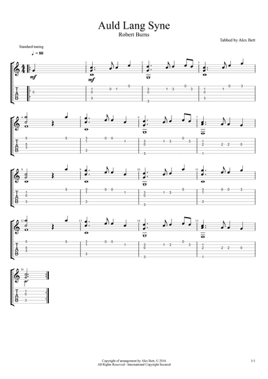 Auld Lang Syne - Chordal Version (Solo Fingerstyle Guitar)