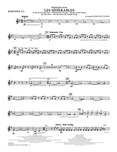 Highlights from Les Misérables (arr. Johnnie Vinson) - Baritone T.C.