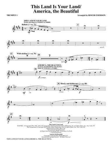 This Land Is Your Land/America, The Beautiful - Bb Trumpet 1