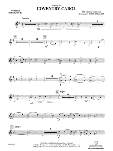 Coventry Carol: (wp) 1st Horn in E-flat