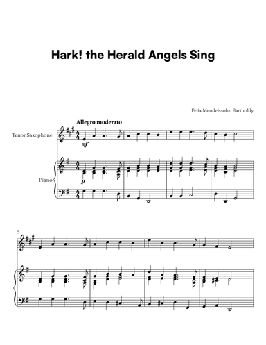 Hark! the Herald Angels Sing (for Tenor Saxophone and Piano)