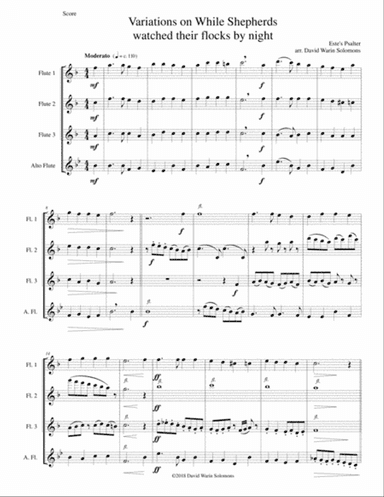 Variations on While shepherds watched their flocks by night 3 flutes and 1 alto flute