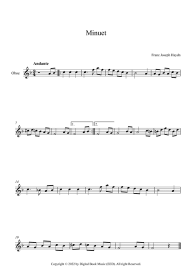 Minuet (In F Major) - Franz Joseph Haydn (Oboe)