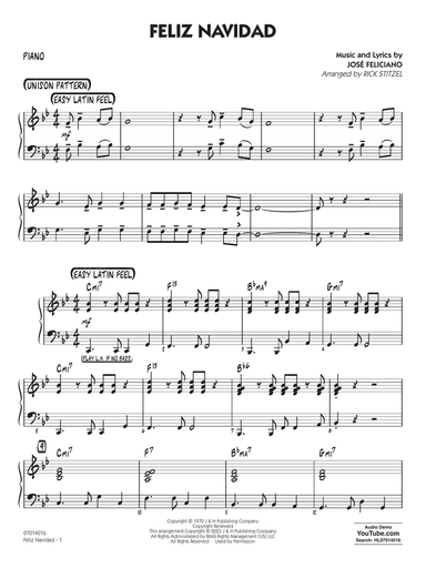 Feliz Navidad (arr. Rick Stitzel) - Piano