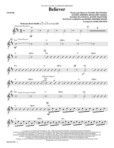 Believer (arr. Mark Brymer) - Guitar