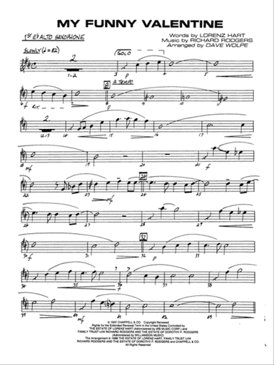 My Funny Valentine: E-flat Alto Saxophone