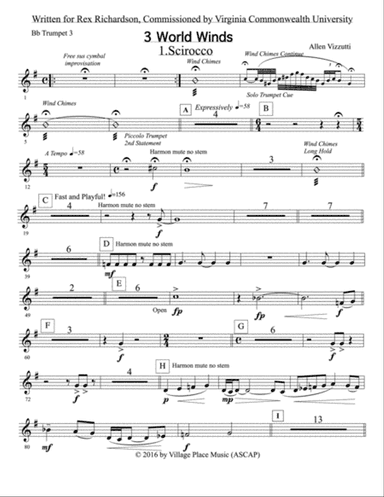 Three World Winds: 3rd B-flat Trumpet