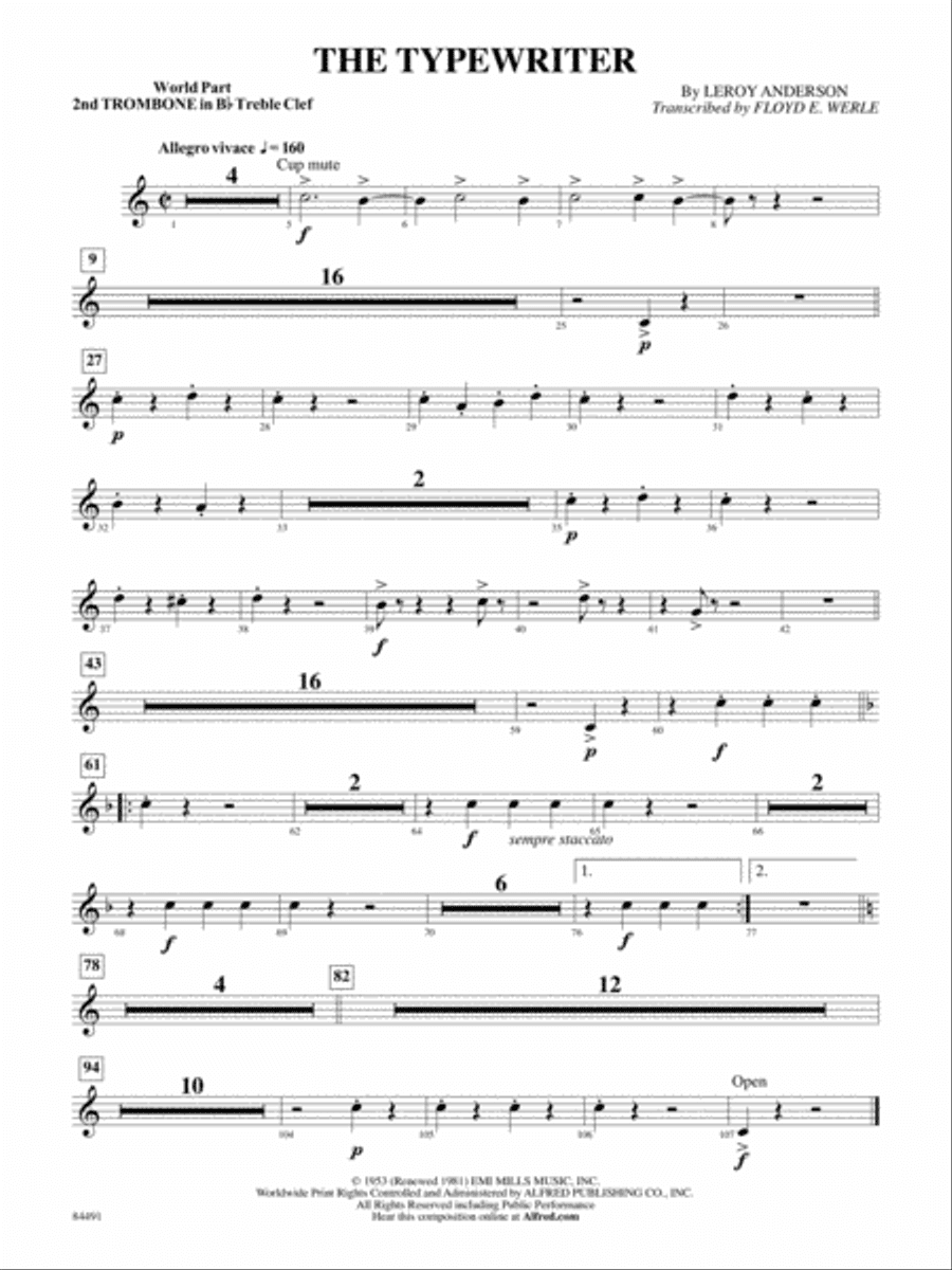 The Typewriter: (wp) 2nd B-flat Trombone T.C.