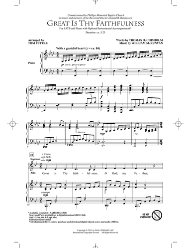 Great Is Thy Faithfulness (arr. Tom Fettke)