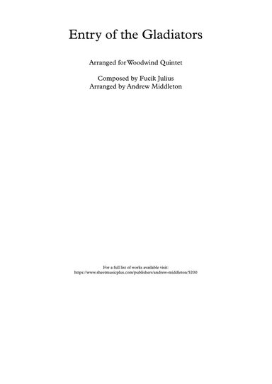 Entry of the Gladiators arranged for Wind Quintet