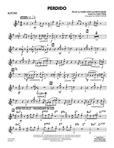 Perdido (arr. Mark Taylor) - Alto Sax