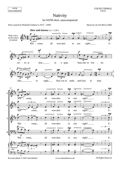 Nativity (Christmas Carol for SATB unaccompanied)